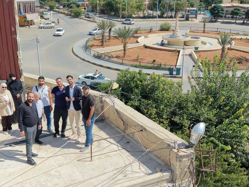 The team on the rooftop during the drone test flight